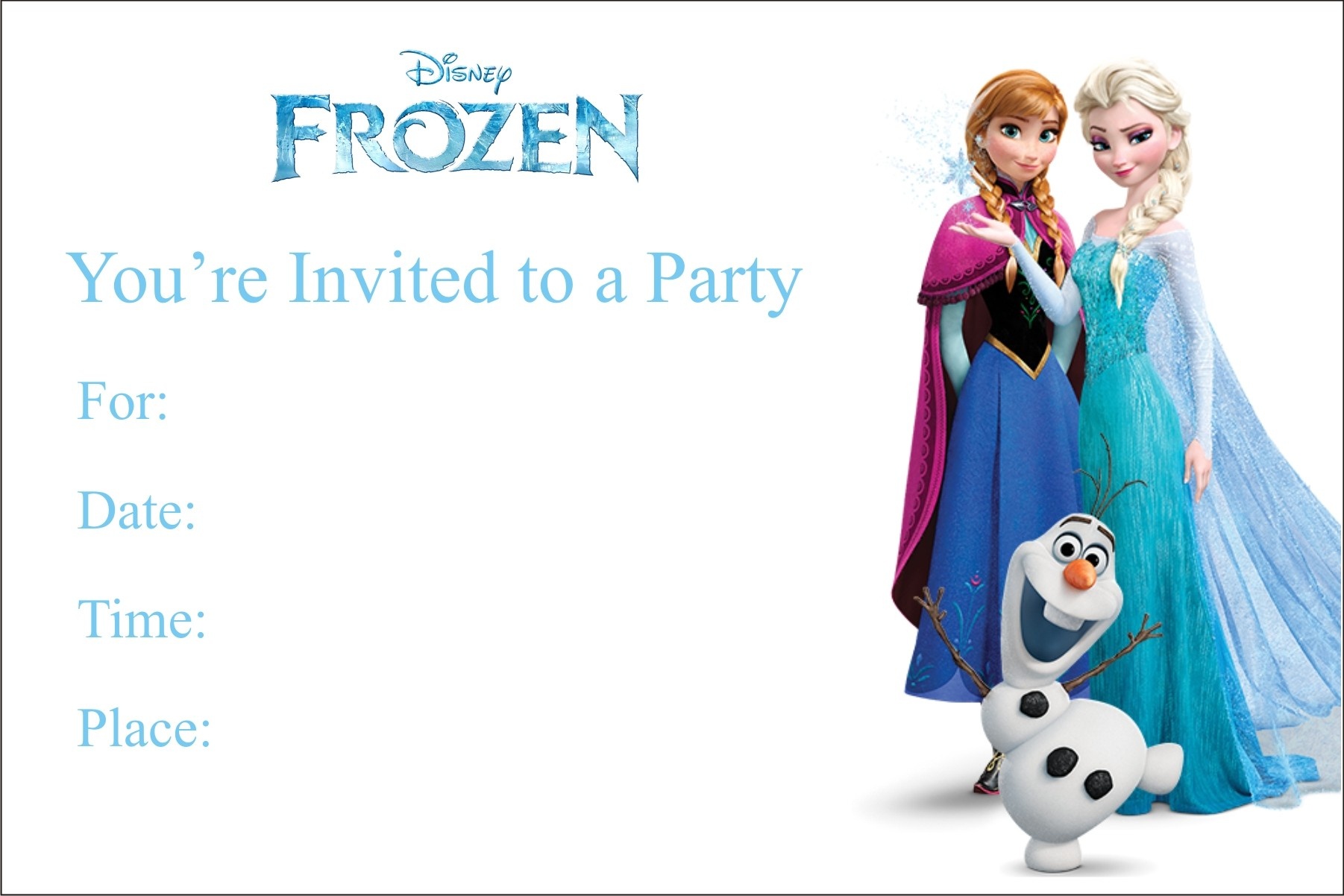 Frozen Free Printable Birthday Party Invitation Personalized Party - Free Printable Birthday Invitation Cards