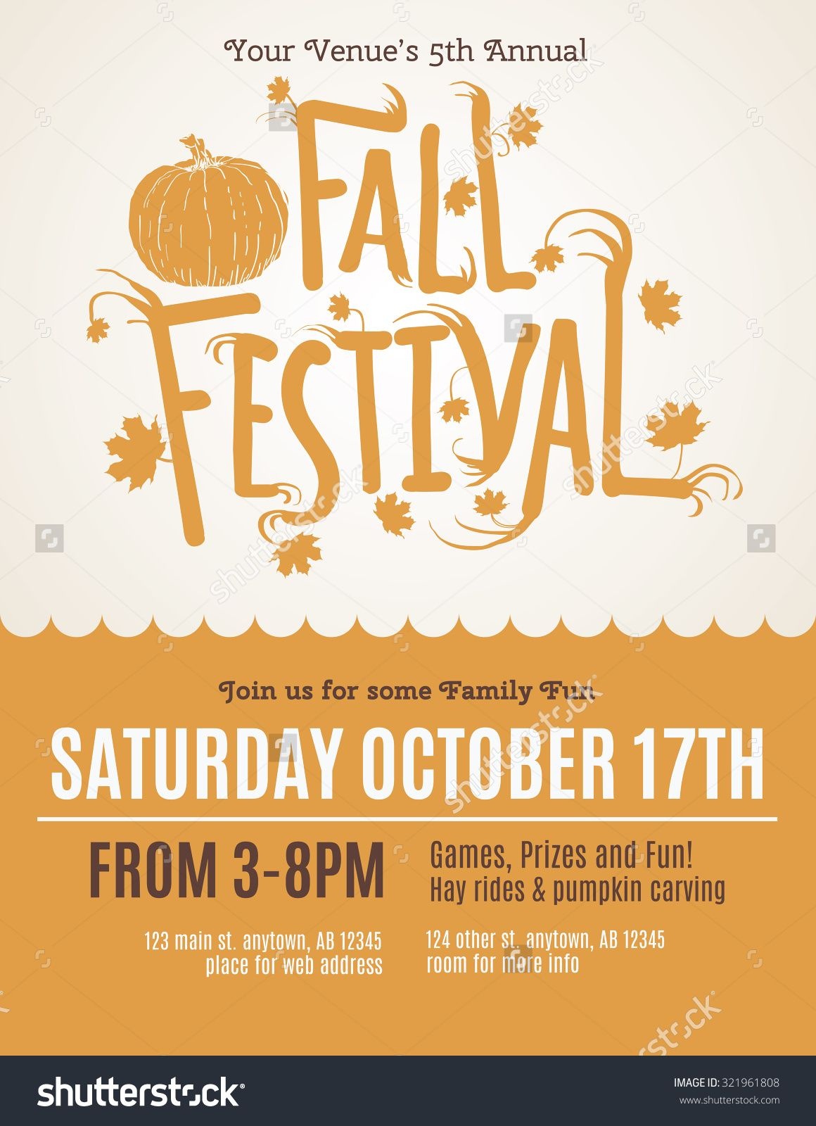 Fun Fall Festival Invitation Flyer Ilustración Vectorial En Stock - Free Printable Fall Festival Invitations