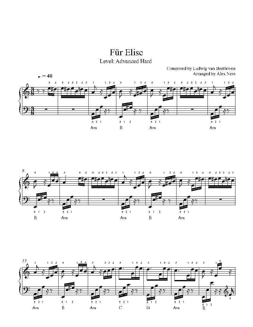 Für Eliseludwig Van Beethoven Piano Sheet Music | Advanced Level - Free Printable Piano Sheet Music Fur Elise