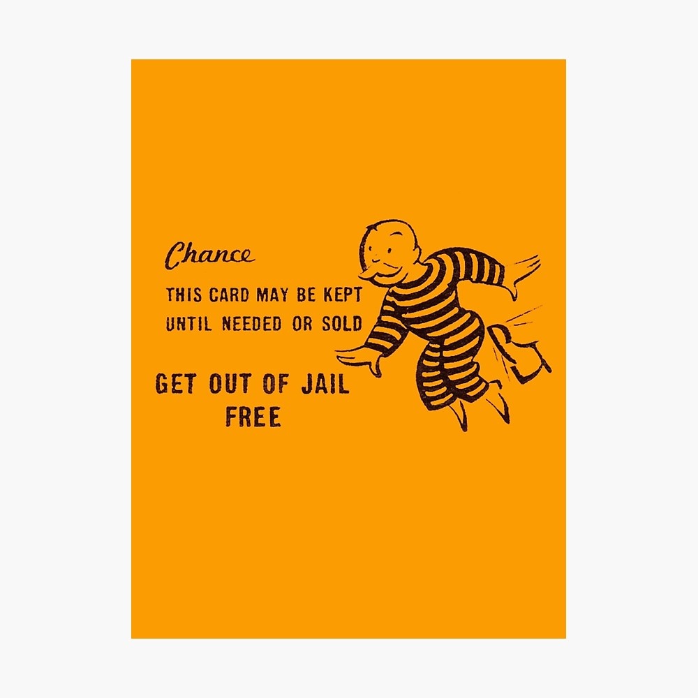 Get Out Of Jail Free&amp;quot; Photographic Printdiabolical | Redbubble - Get Out Of Jail Free Card Printable