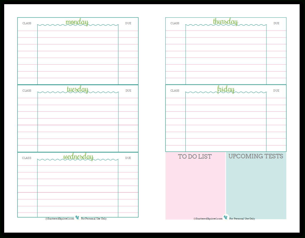 Getting Ready For Back To School - Student Planner Printables - Free Printable School Agenda Templates