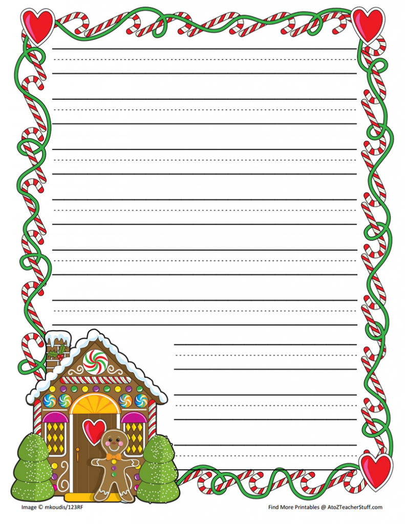 Gingerbread Printable Border Paper With And Without Lines | A To Z - Writing Borders Free Printable
