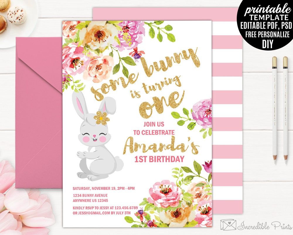 Girl Birthday Invitation Template. Printable Bunny Birthday - 21St Birthday Invitation Templates Free Printable