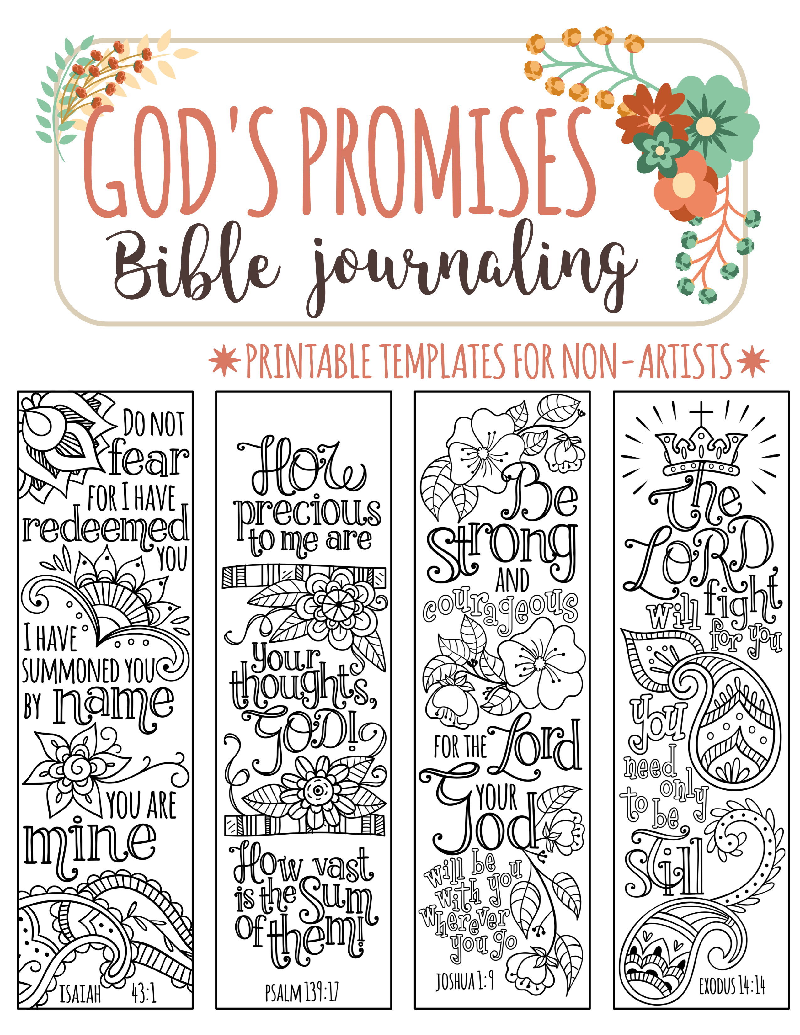 God&amp;#039;s Promises - Bible Journaling Printable Templates, Illustrated - Free Printable Religious Easter Bookmarks