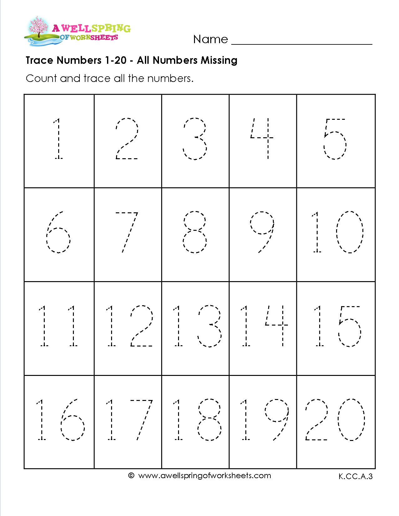Grade Level Worksheets | Kindergarten Math | Kindergarten Worksheets - Free Printable Tracing Numbers 1 20 Worksheets