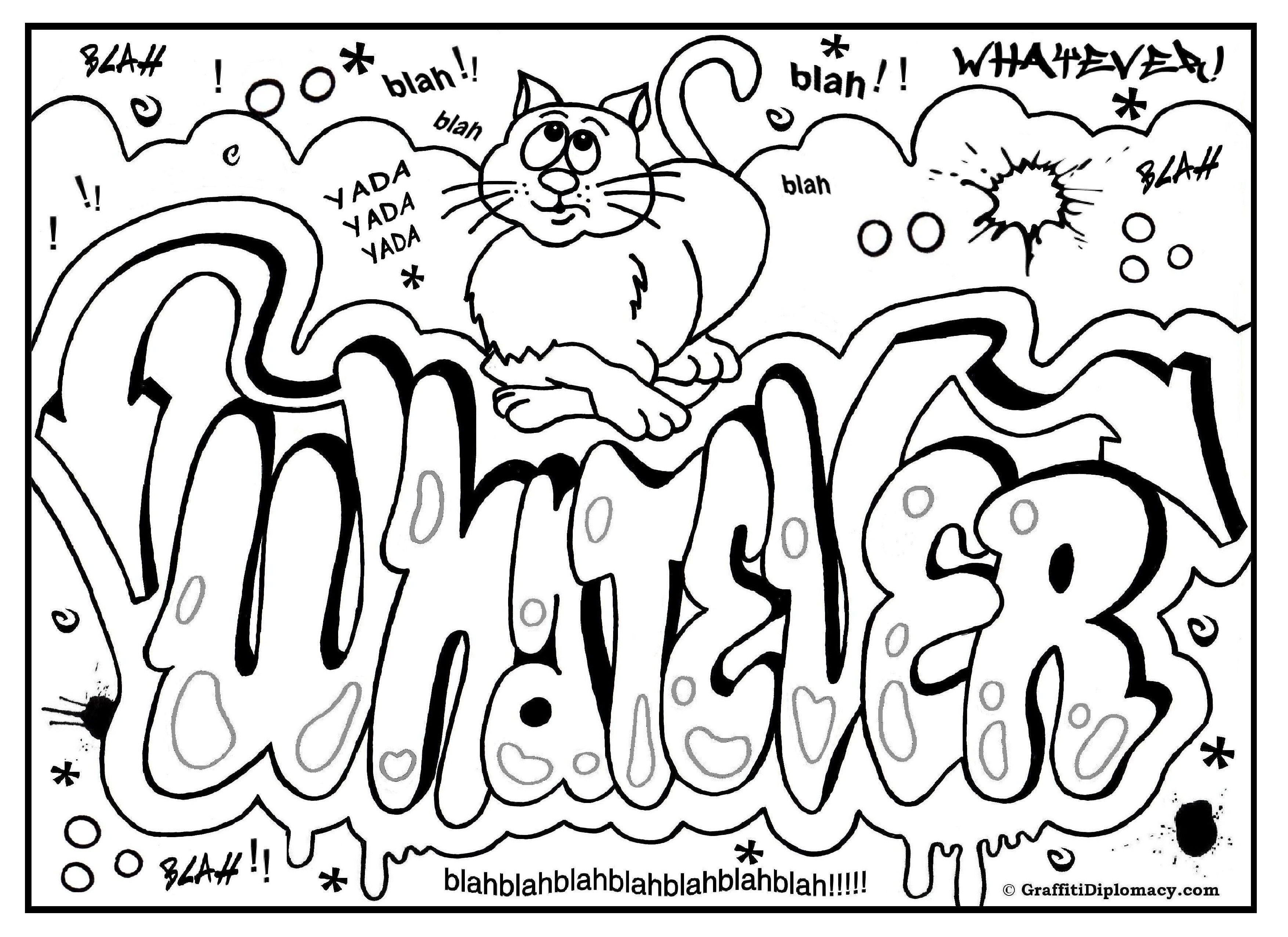 Graffiti Coloring Page, Free Printable Graffiti Room Signs | Free - Free Printable Coloring Pages For Adults Only Swear Words