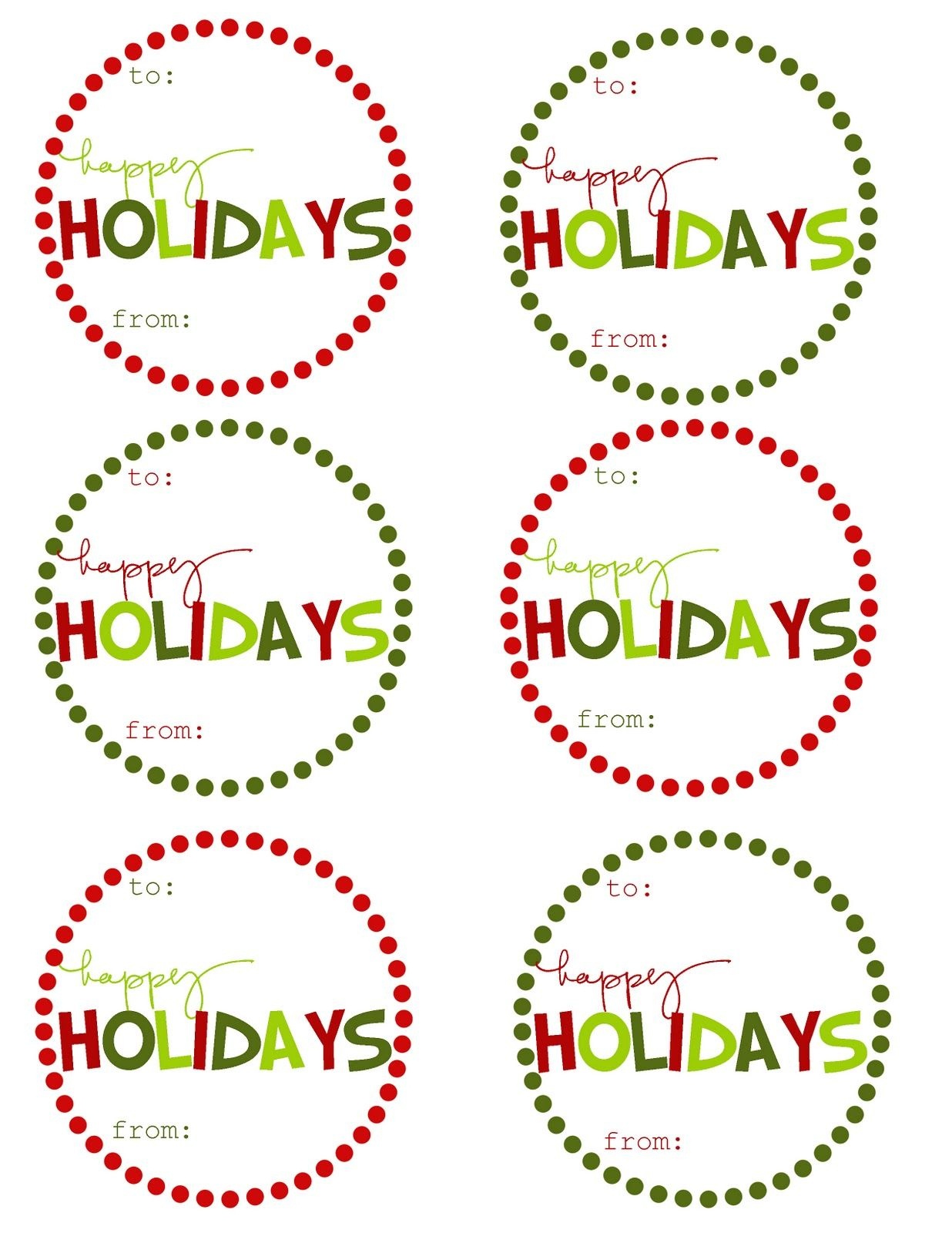 Great Ideas - 22 Free Holiday Printables | Craft Time | Christmas - Free Printable Happy Holidays Gift Tags