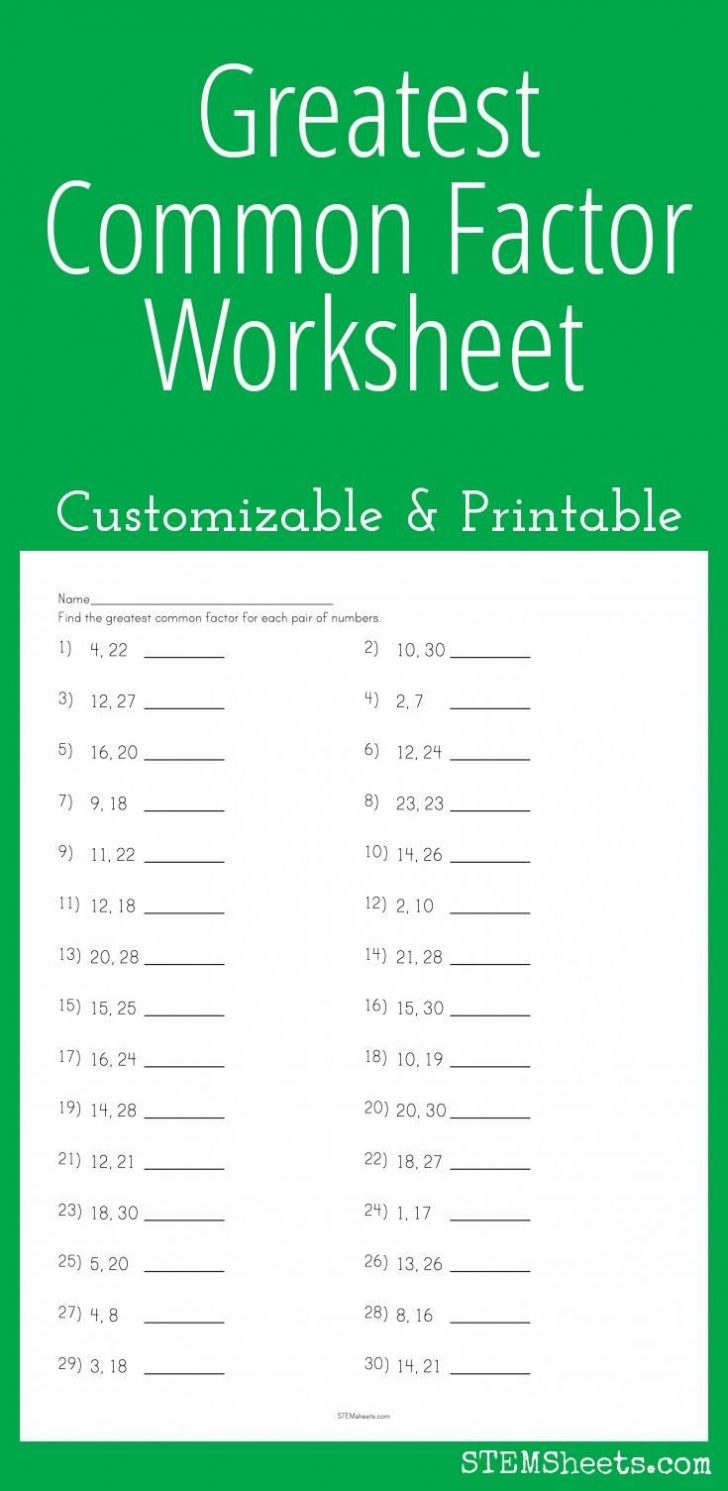  Greatest Common Factor Worksheet Customizable And Printable Math Free Printable Lcm 