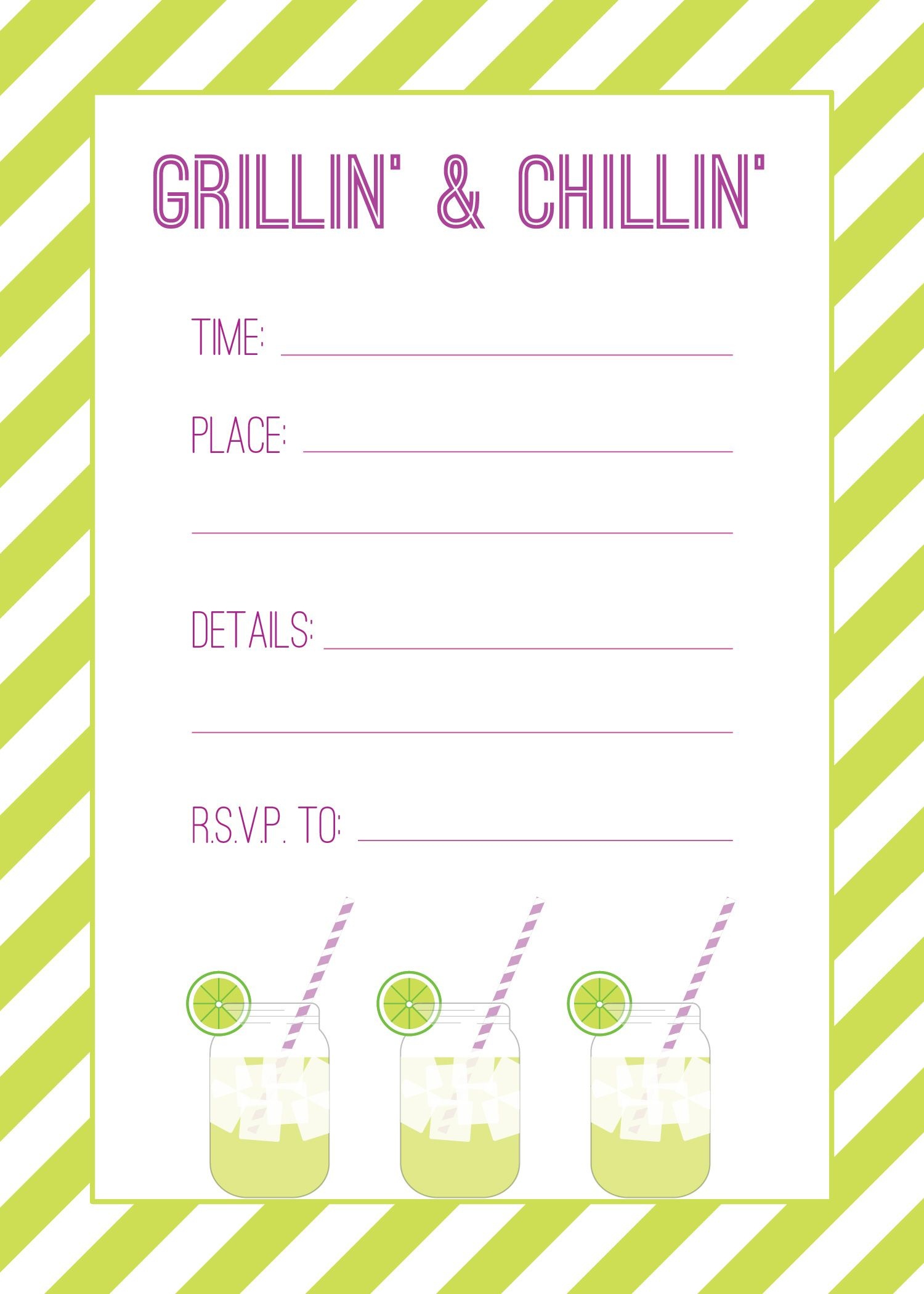 Grillin&amp;#039; &amp;amp; Chillin&amp;#039; – Free Printable Cook-Out Invitations - Free Printable Invitations