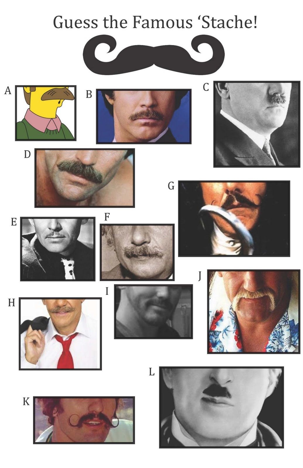 Guess The Famous &amp;#039;stache ~ For The Mustache Match Game | Let&amp;#039;s Get - Name That Mustache Game Printable Free