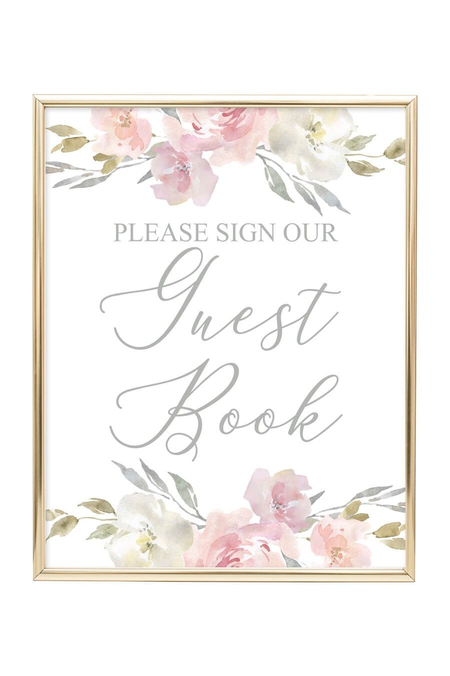 Guest Book Printable Sign (Blush Floral | Idei Pentru Nuntă - Please Sign Our Guestbook Free Printable