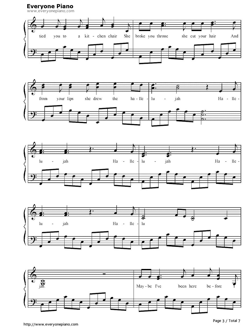 Hallelujah Piano Sheet Music Free Printable Free Printable A to Z