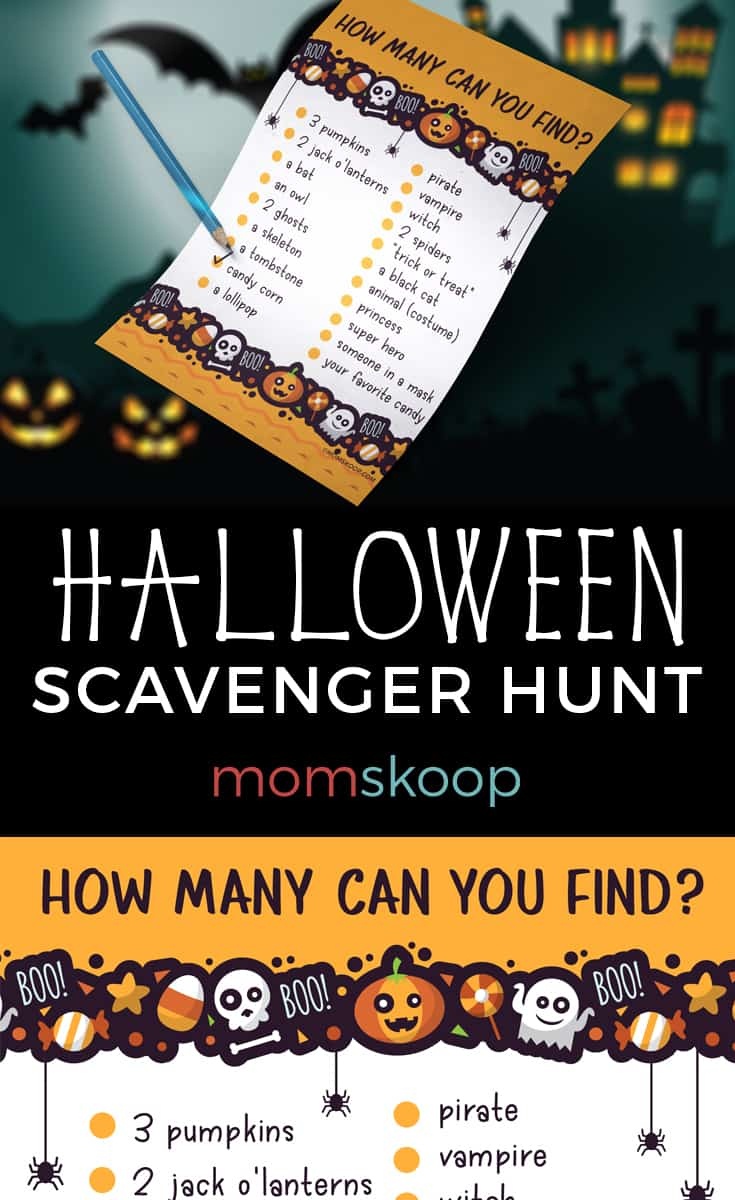 Halloween Night Scavenger Hunt - Free Printable - Momskoop - Free Printable Halloween Scavenger Hunt