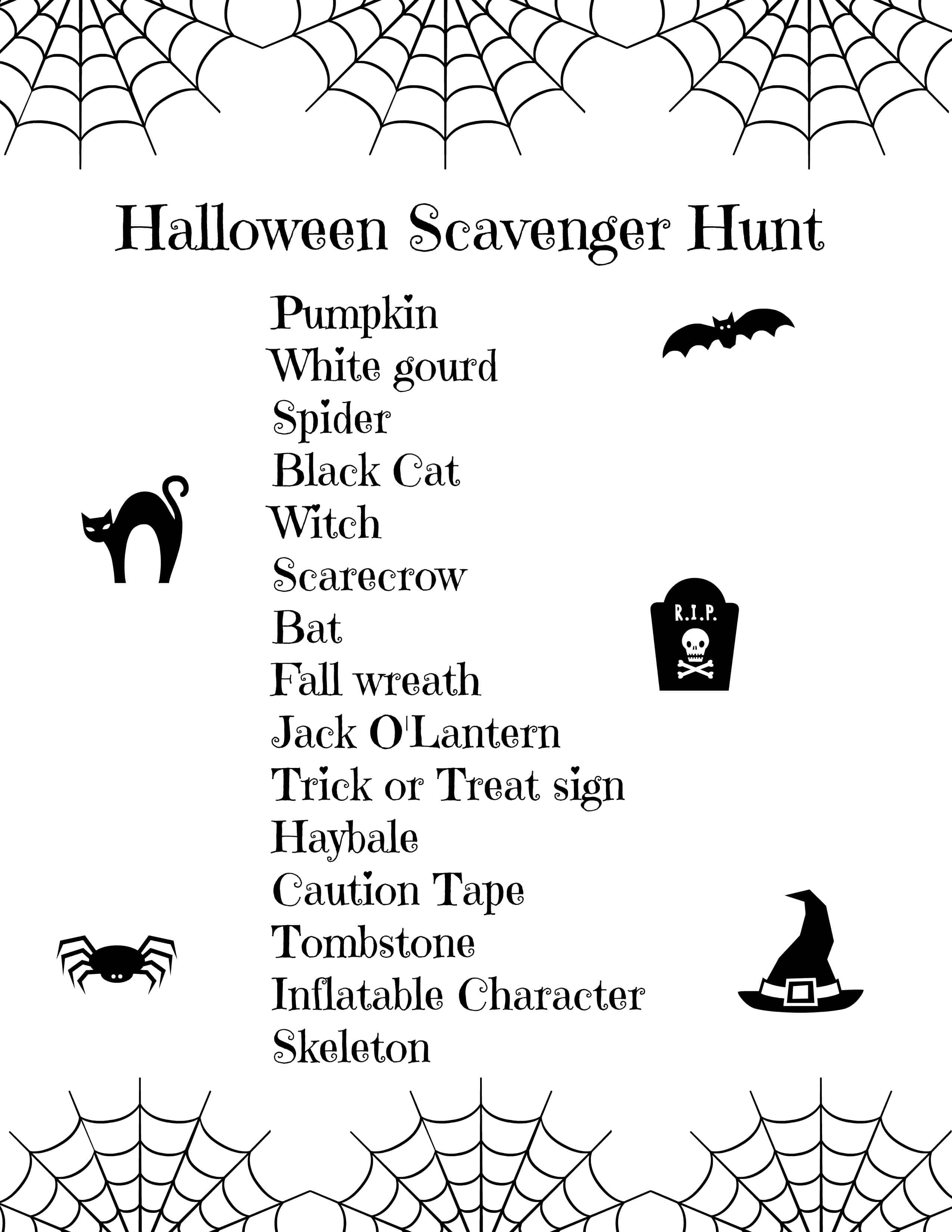 Free Printable Halloween Scavenger Hunt Free Printable A To Z