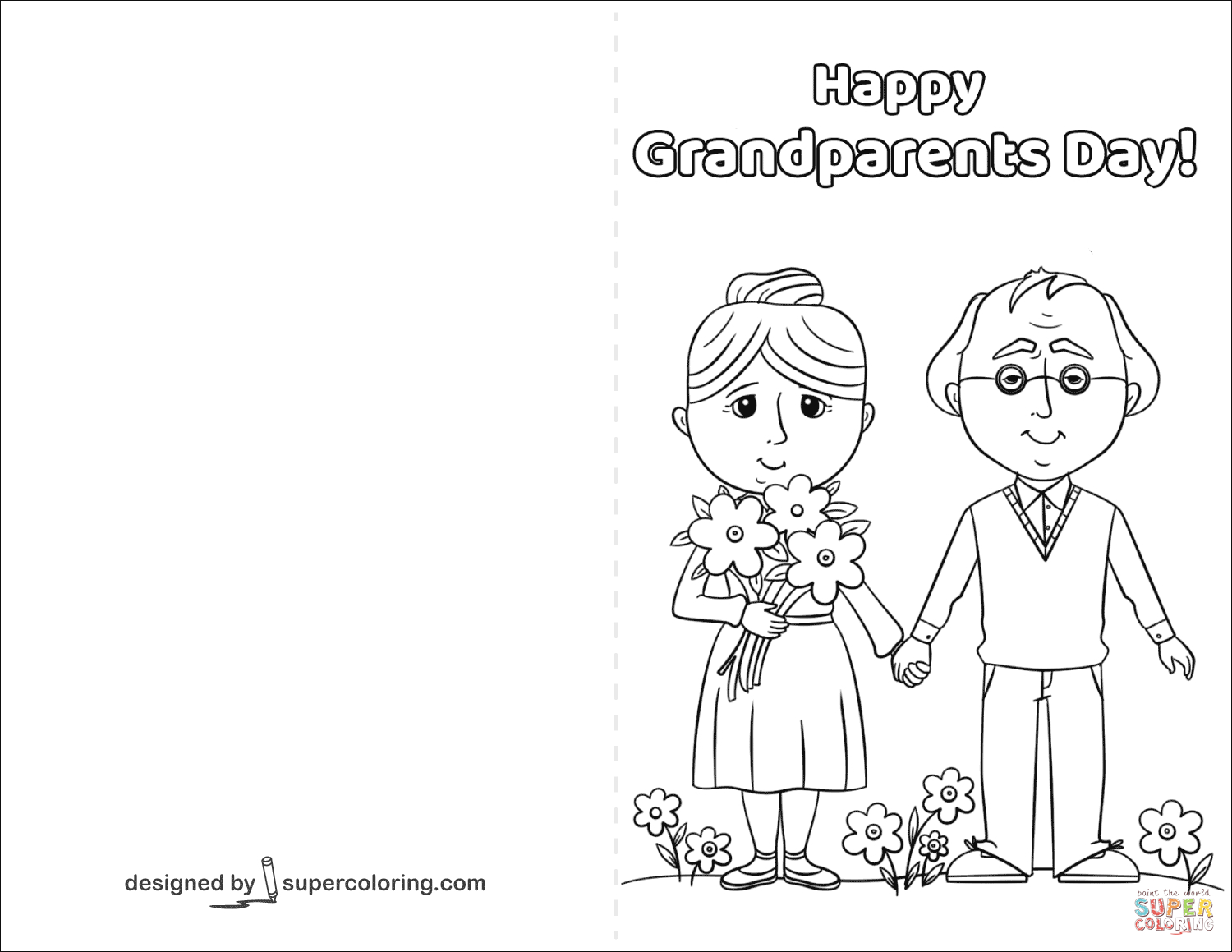 Открытка для бабушки и дедушки раскраска