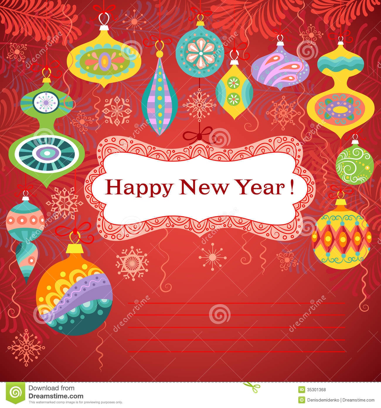 Happy New Year Card Stock Vector. Illustration Of Banner - 35301368 - Free Printable Happy New Year Cards