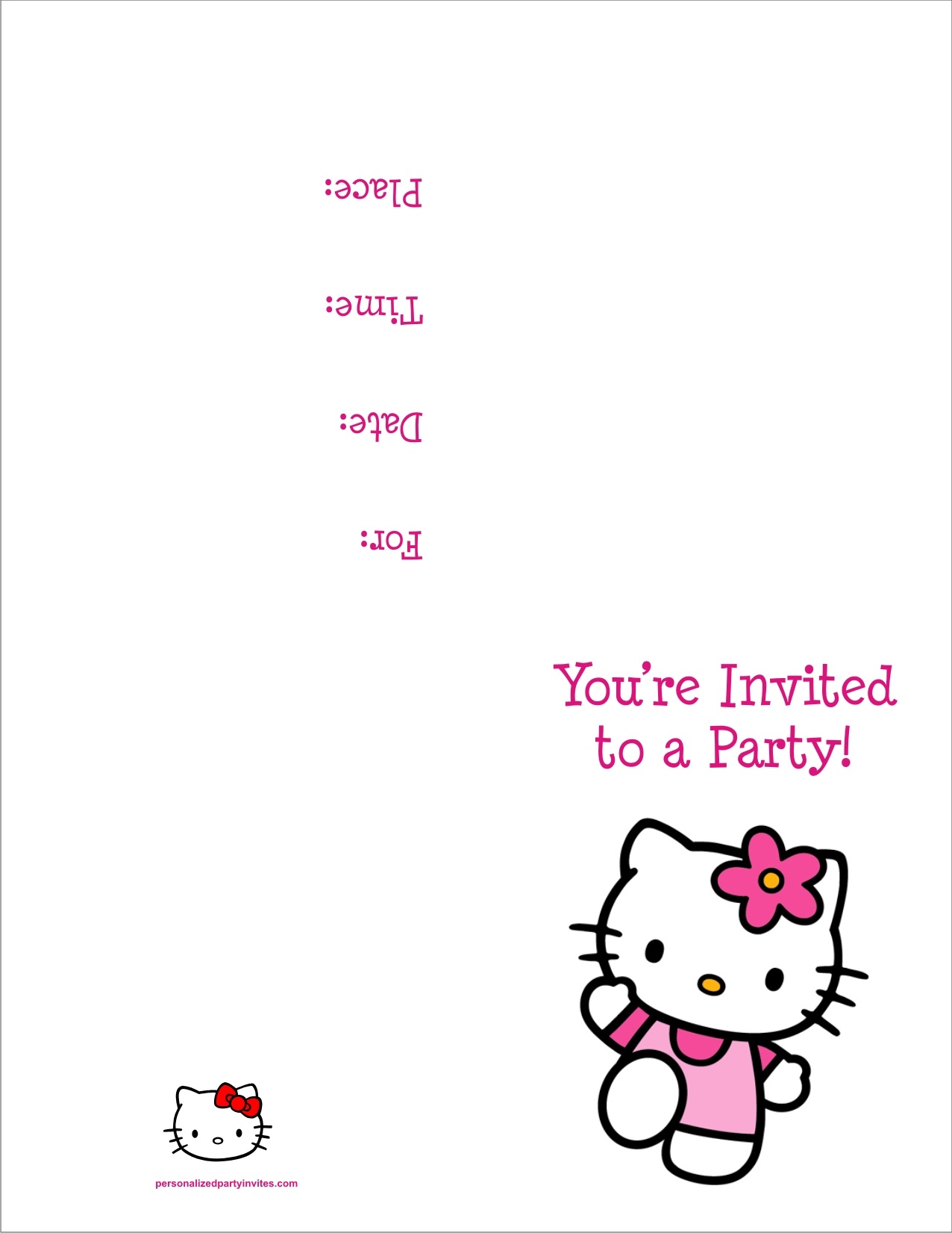 Hello Kitty Free Printable Birthday Party Invitation Personalized - Printable Invitations Free No Download