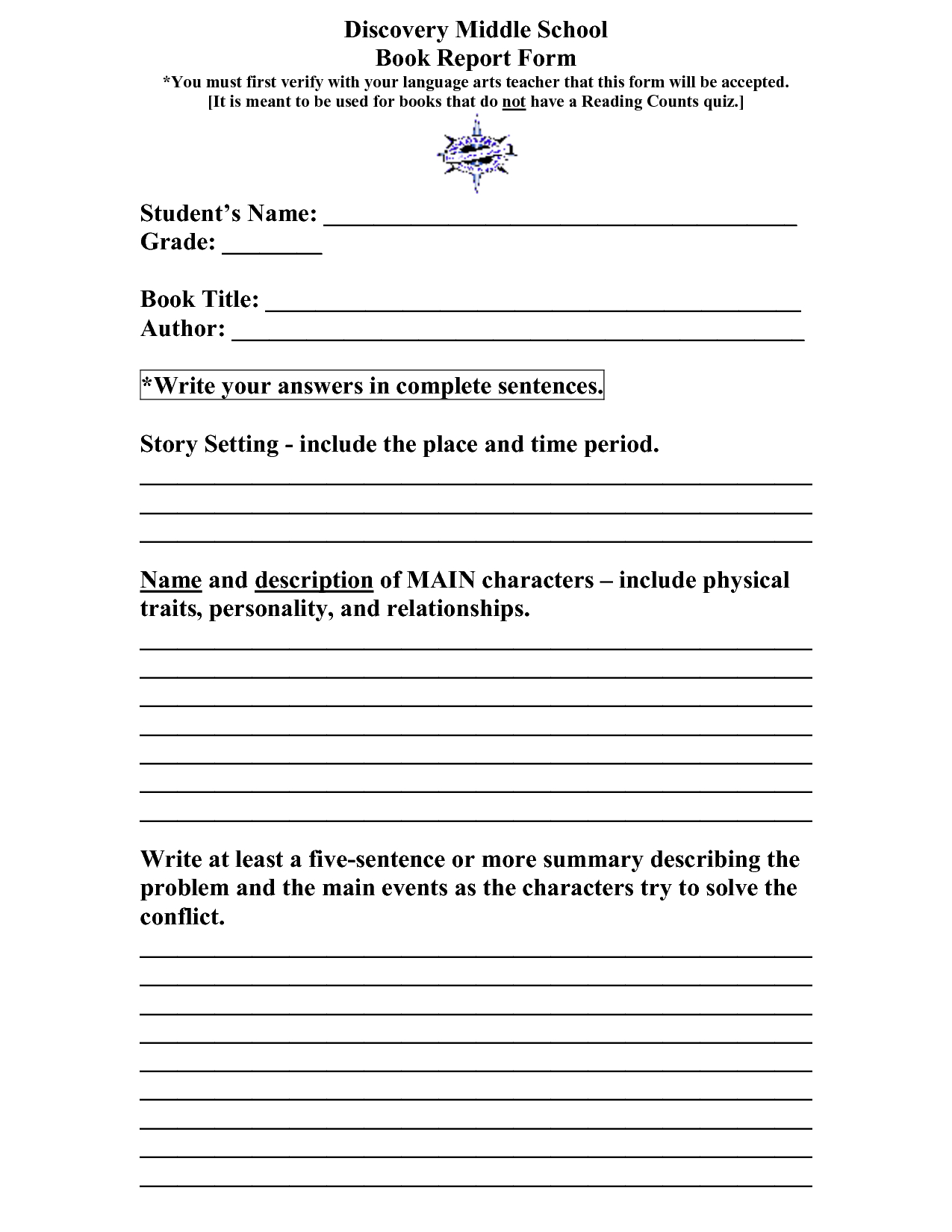 High School Book Report Form - Demir.iso-Consulting.co - Free Printable Book Report Forms For Elementary Students