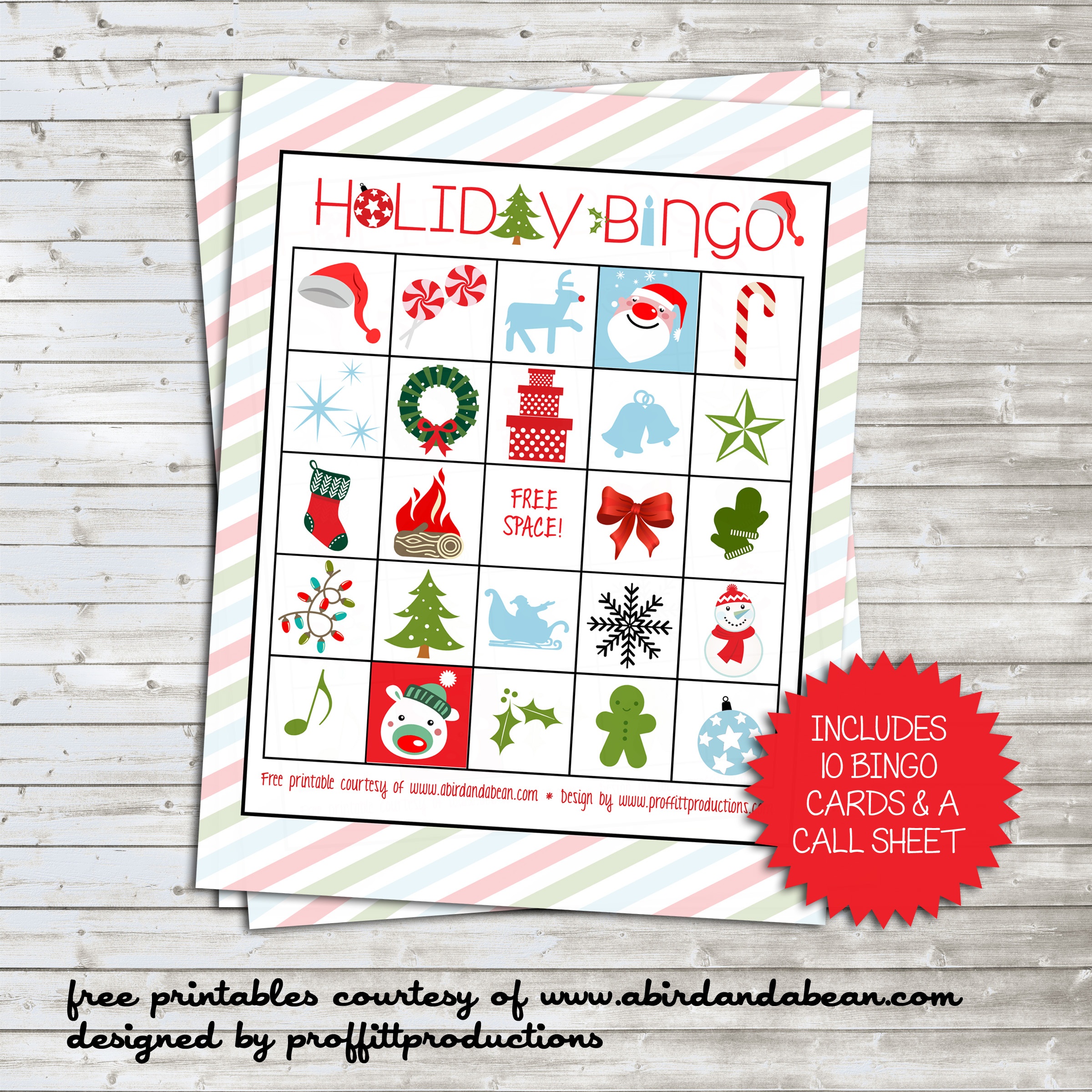 Holiday Bingo Set :: Free Printable - Free Printable Bingo Cards And Call Sheet