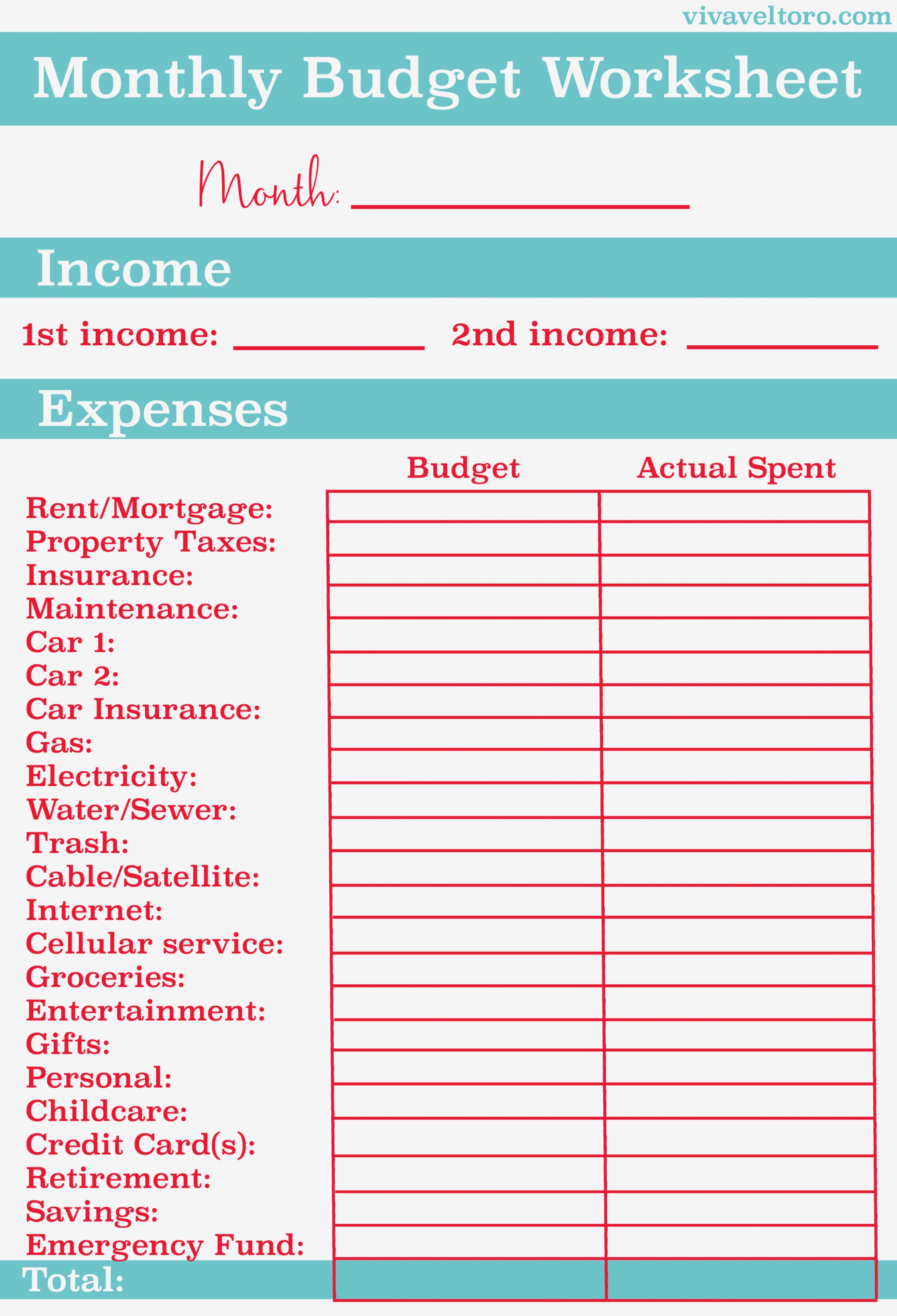Household Budget Template Free Printable Budgeting Worksheets Sheet - Household Budget Template Free Printable