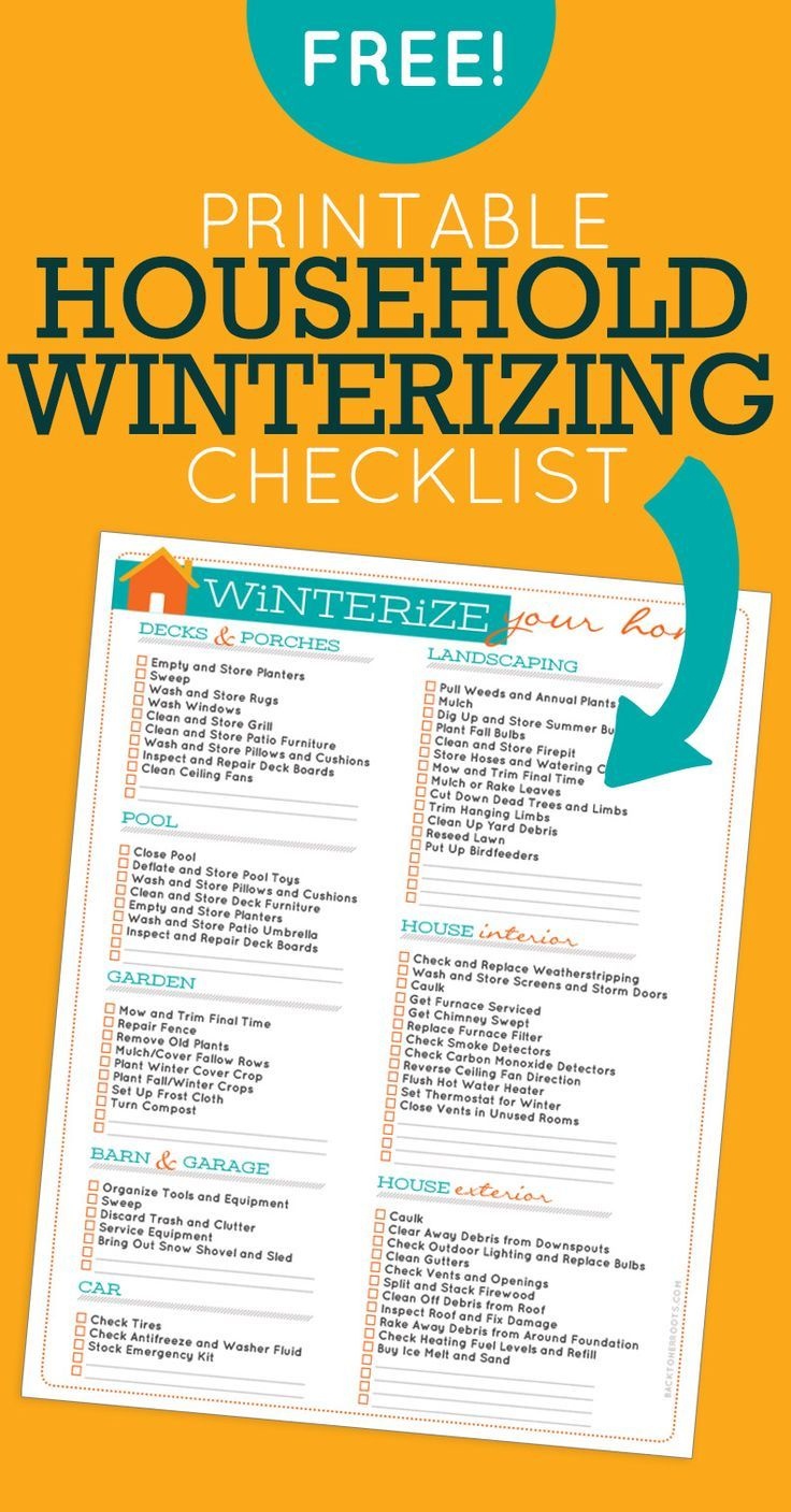 Household Winterizing Checklist | Printables | Home Maintenance - Free Printable Winterization Stickers
