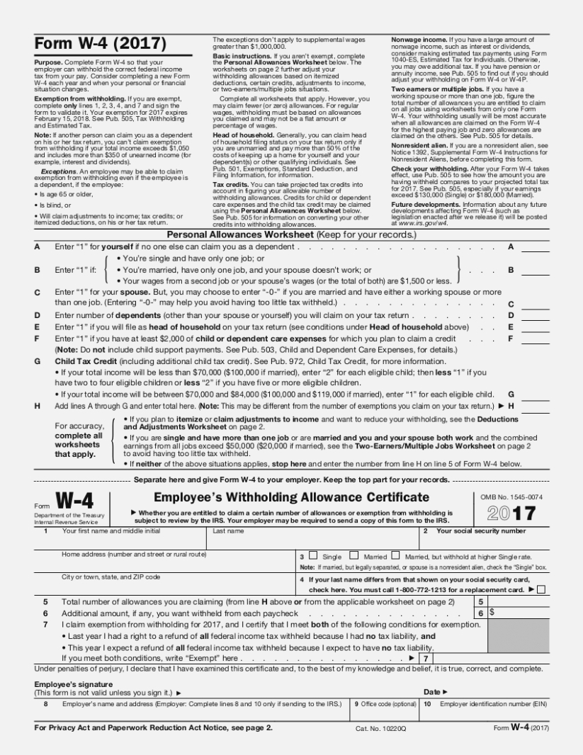 Free Printable W 4 Form Free Printable A To Z