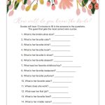 How Well Do You Know The Bride Bridal Shower Game (Whimsical   How Well Do You Know The Bride Game Free Printable