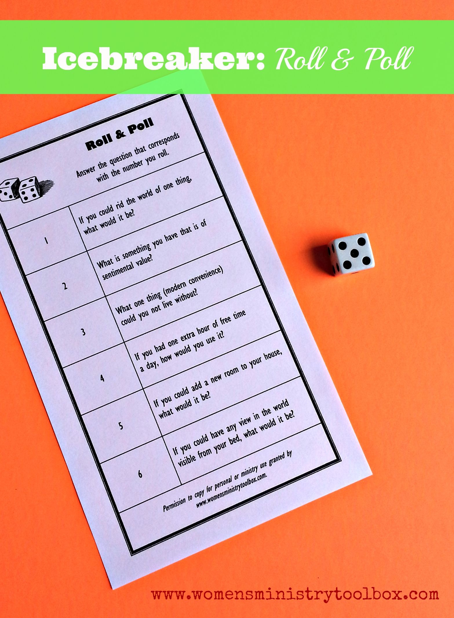 Icebreaker Game: Roll &amp;amp; Poll (Free Printable | Real Moms | Ice - Free Printable Group Games