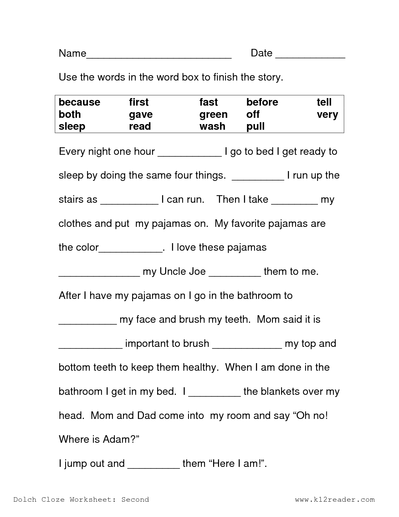 Image Result For Free Cloze Reading Passages 2Nd Grade | Printables - Free Printable Short Stories For 2Nd Graders