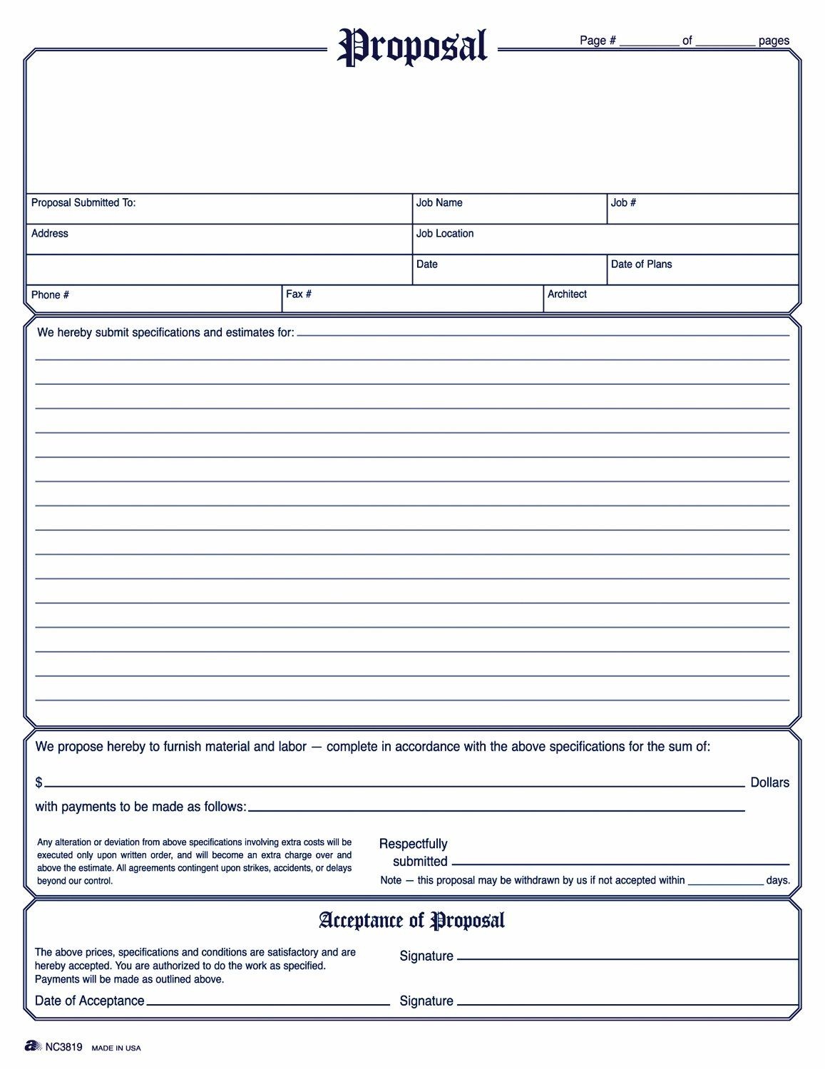 Image Result For General Contractor Forms Templates | Job Proprosals - Free Printable Proposal Forms