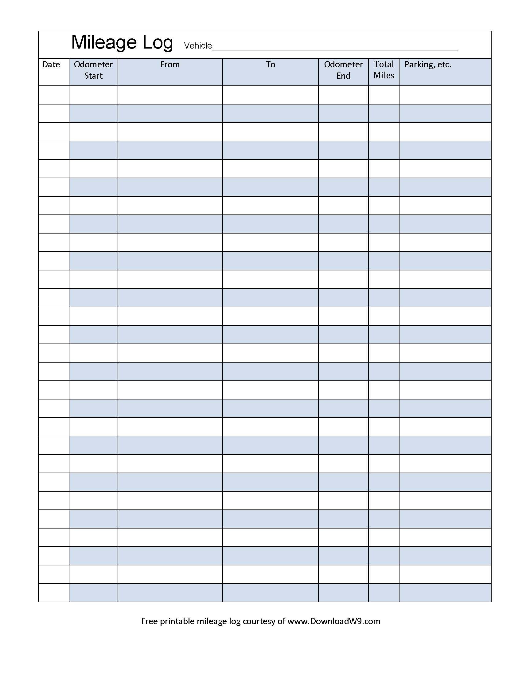 Image Result For Mileage Log Business Info Templates Printable