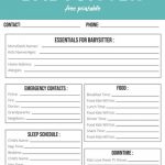 Important Notes To Leave With A Babysitter And A Free Printable For   Babysitter Notes Free Printable
