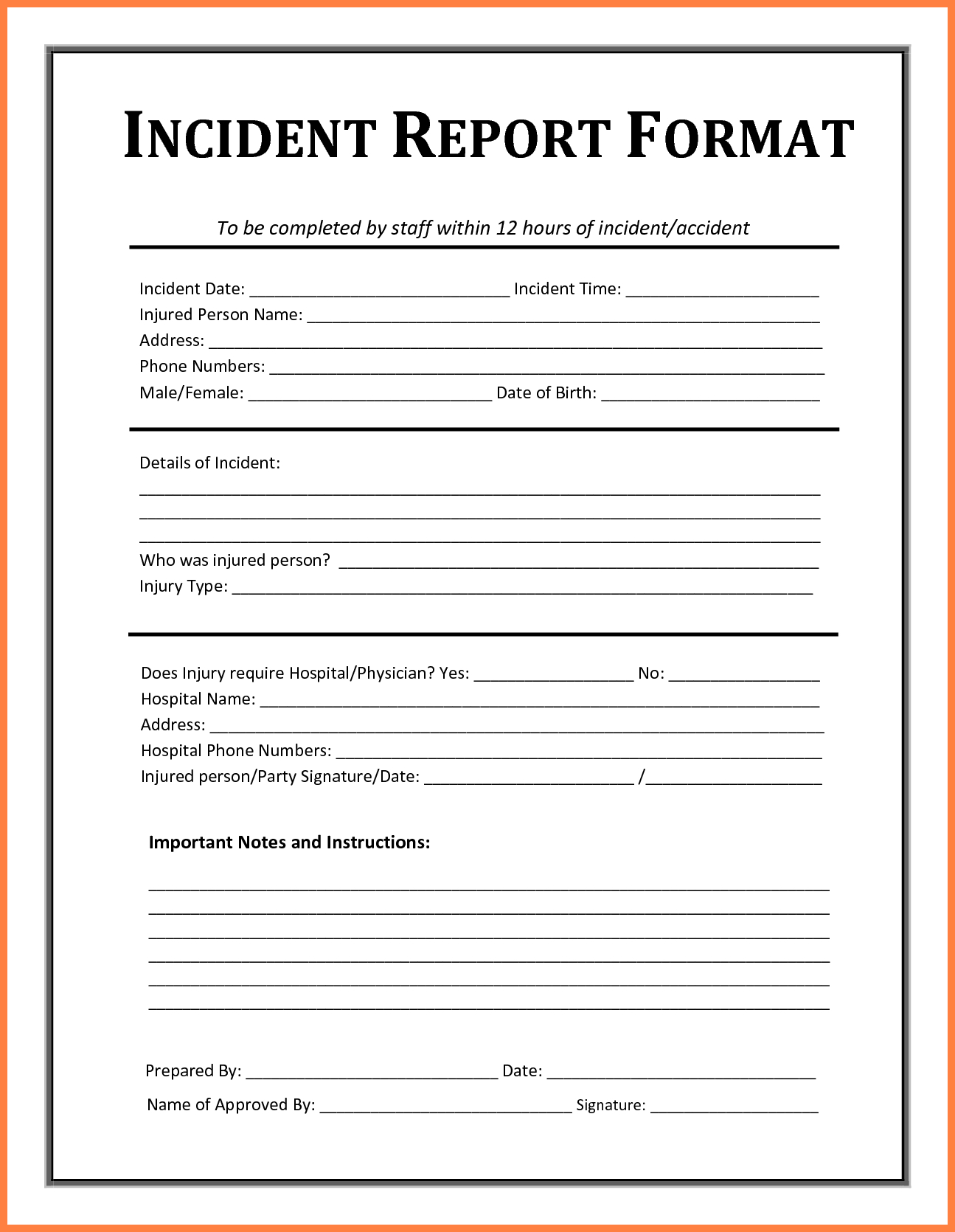 Incident Report Form Template Microsoft Excel #daycareforms #daycare - Free Printable Incident Report Form