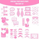 Instant Download Baby Pink Dots Printable Photo Booth Prop Set   Free Printable Baby Shower Photo Booth Props