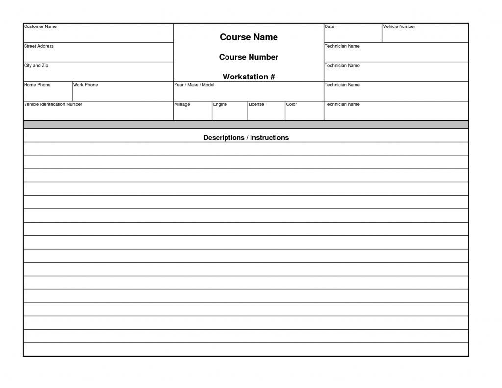 Invoice Template Blank Pdf Invoices Printable Free Auto Repair Car - Free Printable Auto Repair Invoice Template