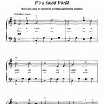 It's A Small World Piano Sheet Music – Guitar Chords – Walt Disney   Free Printable Sheet Music For Piano Beginners Popular Songs