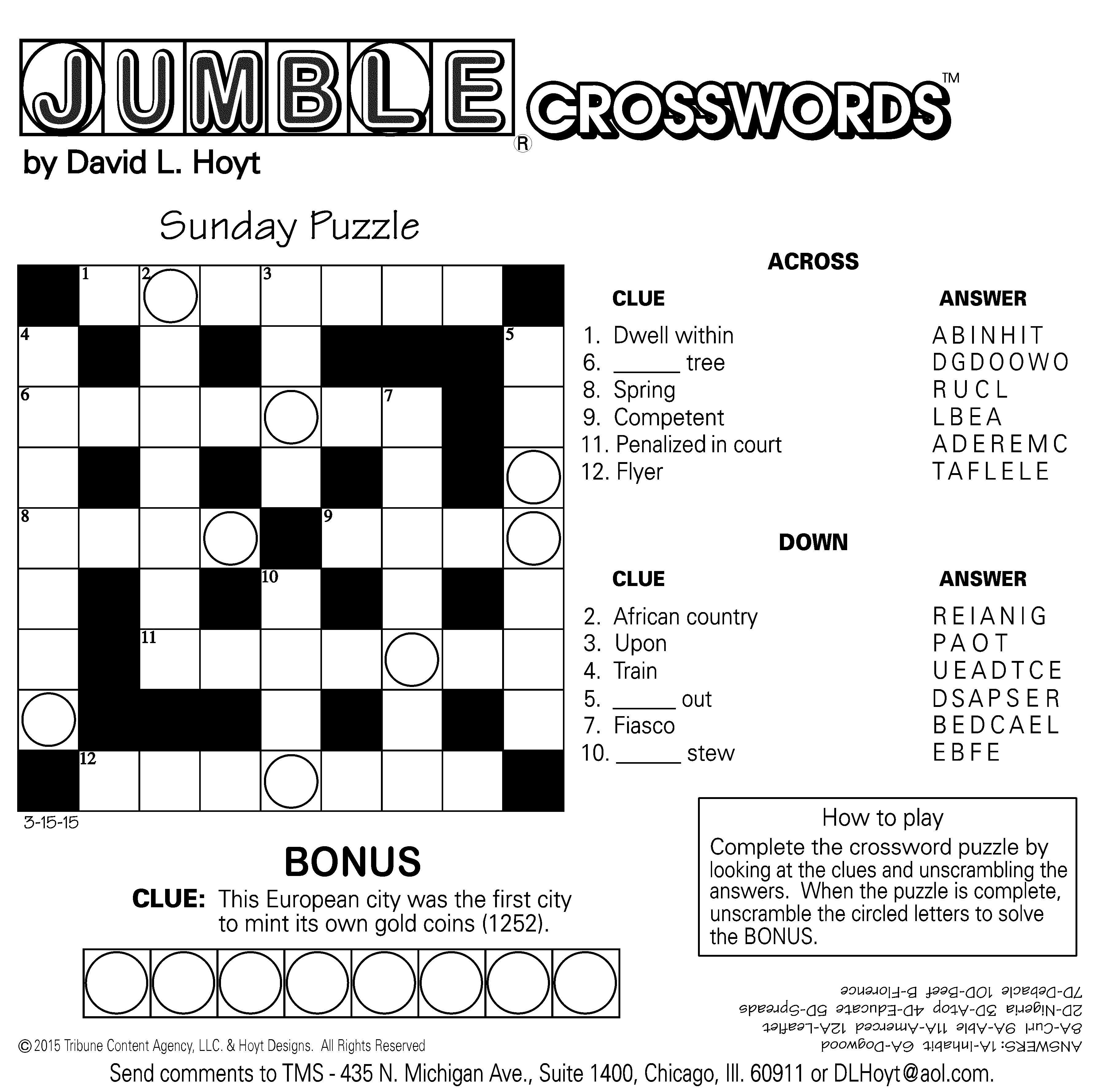 Jumble Archives | Tribune Content Agency - Free Printable Jumbles