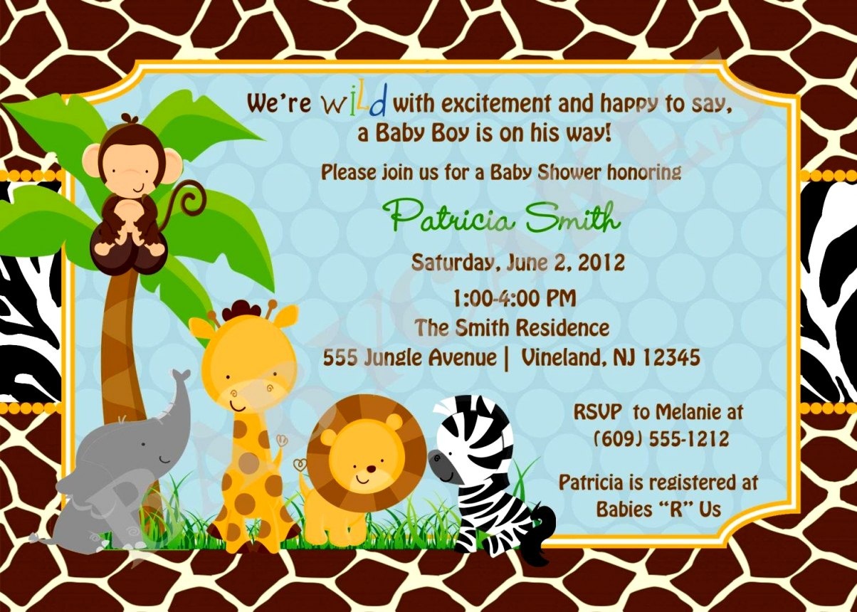 Jungle Themed Baby Shower Invitations Free Printable Safari Ba - Free Printable Zebra Baby Shower Invitations