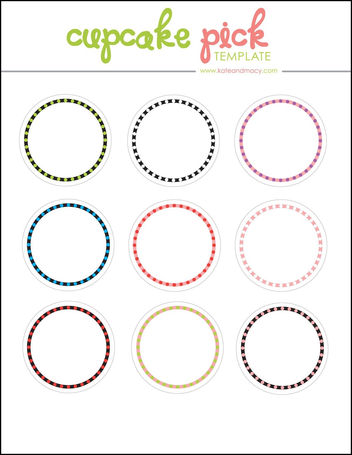 Kate: Free Digital Cupcake Pick Topper Template | Printables - Cupcake Topper Templates Free Printable