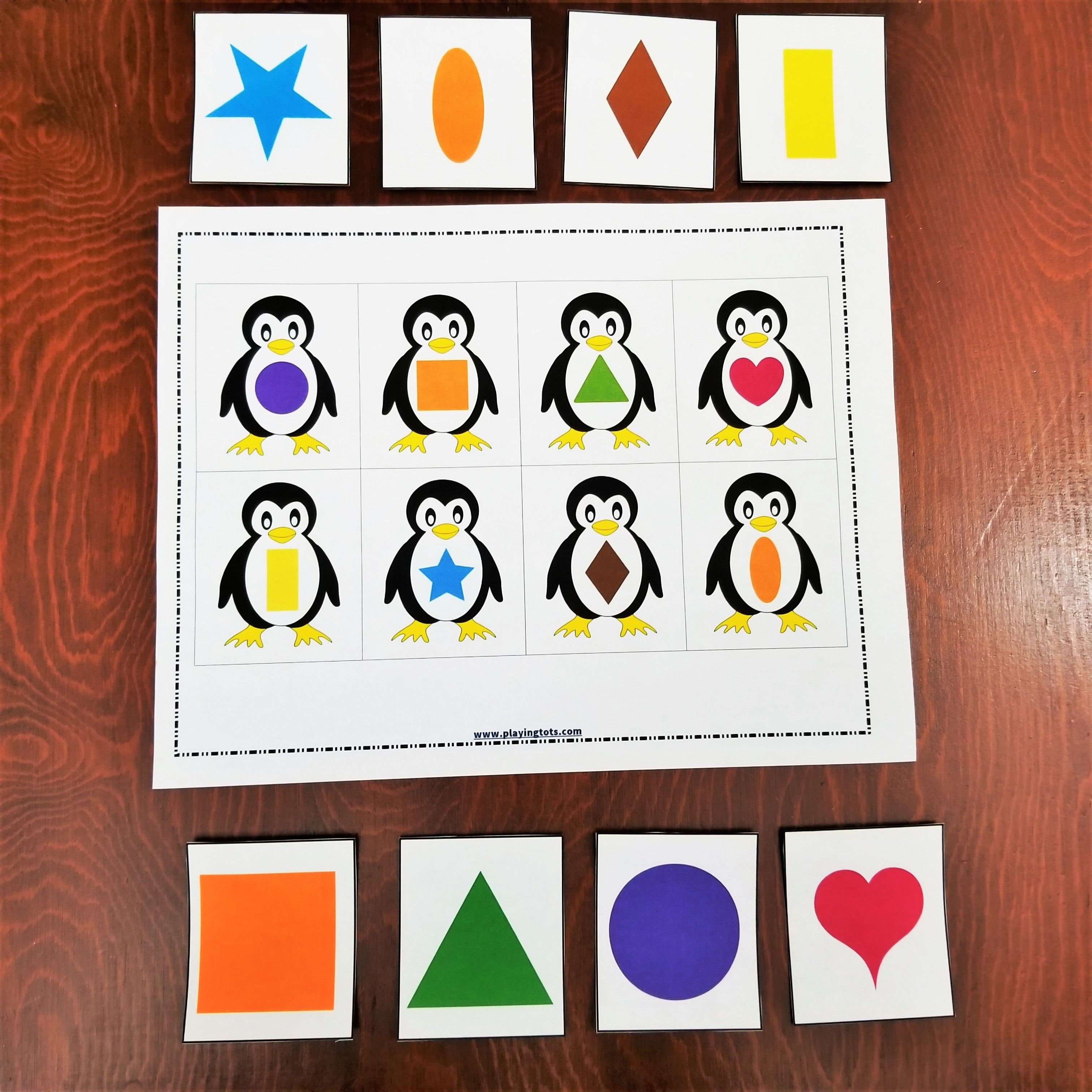 Keywords: Matching,activities,shapes,penguin,animals,toddler,free - Free Printable Preschool Folder Games