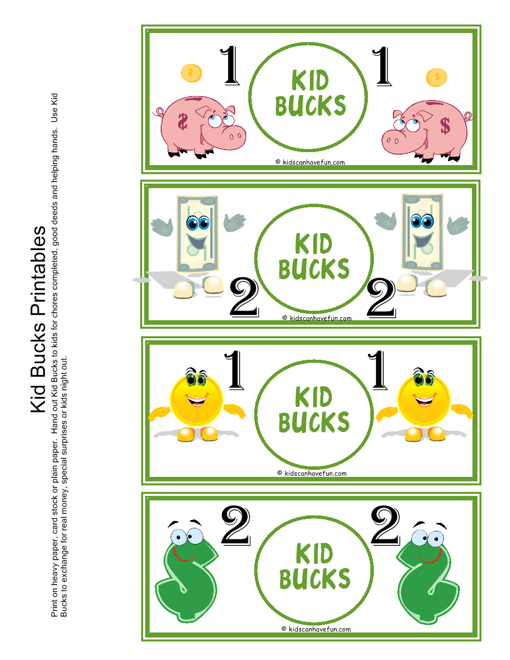 Kid Bucks | Home &amp;quot;behavior Banking&amp;quot; | Chores For Kids, Kids Rewards - Free Printable Chore Bucks