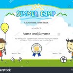Kids Summer Camp Certificate Document Template Stock Vector (Royalty   Free Printable Camp Certificates