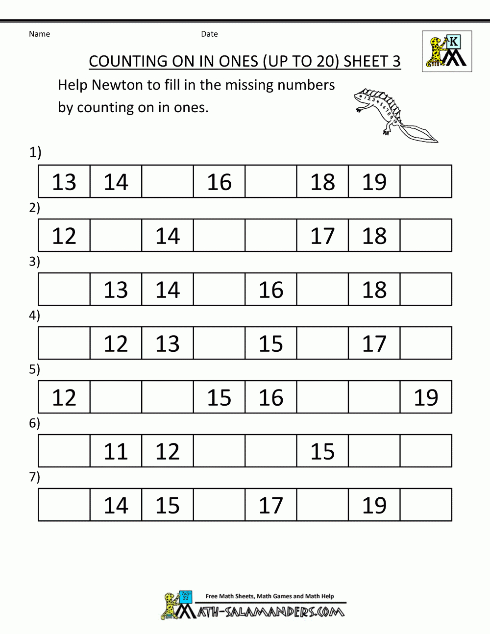 Kindergarten Counting Worksheets - Sequencing To 25 - Free Printable Math Worksheets For Kids