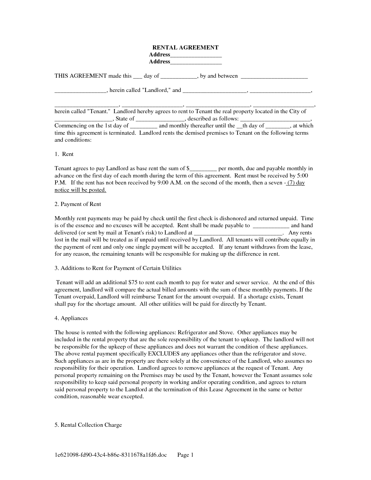 Landlord Lease Template - Tutlin.psstech.co - Rental Agreement Forms Free Printable