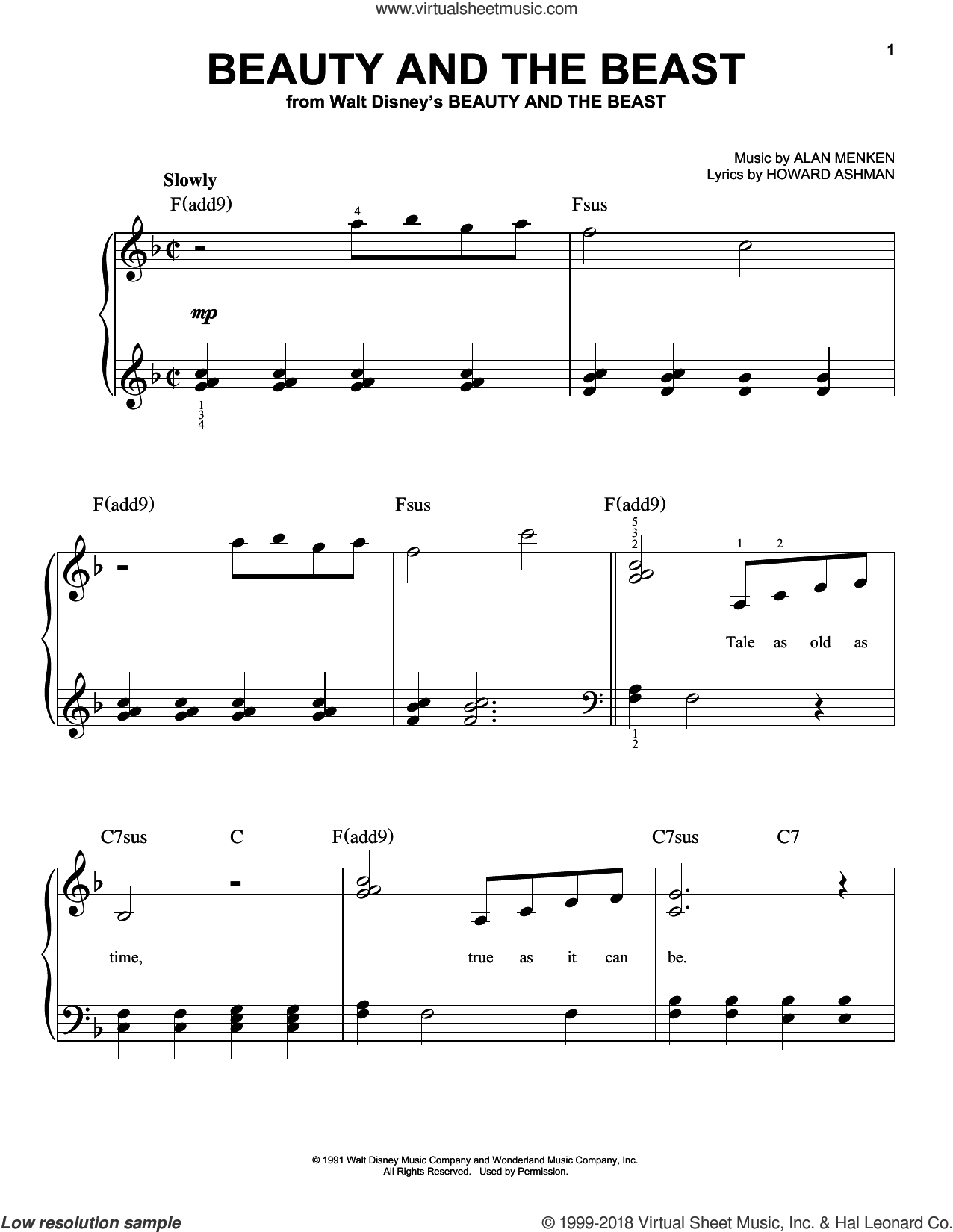Lansbury - Beauty And The Beast Sheet Music For Piano Solo [Pdf] - Beauty And The Beast Piano Sheet Music Free Printable