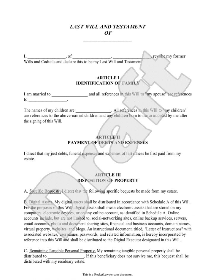 Free Printable Will Papers