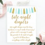 Late Night Diapers Game Sign, 8X10, Printable Baby Shower Game, Baby Shower  Sign, Blue Gold, Baby Shower Printable, Baby Shower Decor   Late Night Diaper Sign Free Printable