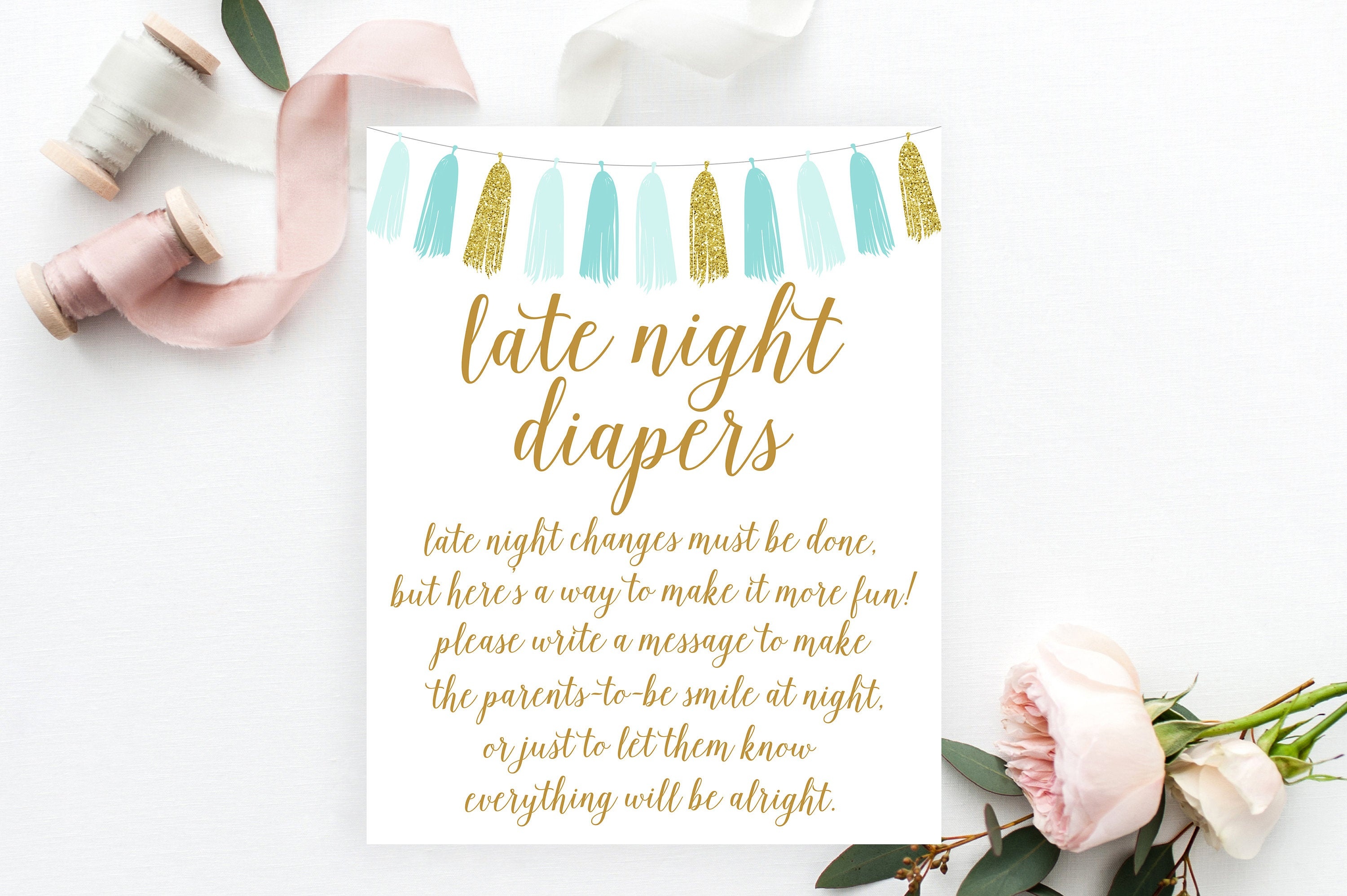 Late Night Diapers Game Sign, 8X10, Printable Baby Shower Game, Baby Shower  Sign, Blue Gold, Baby Shower Printable, Baby Shower Decor - Late Night Diaper Sign Free Printable