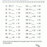 Learning Addition Facts Worksheets 1St Grade   Free Printable Addition Worksheets For 1St Grade