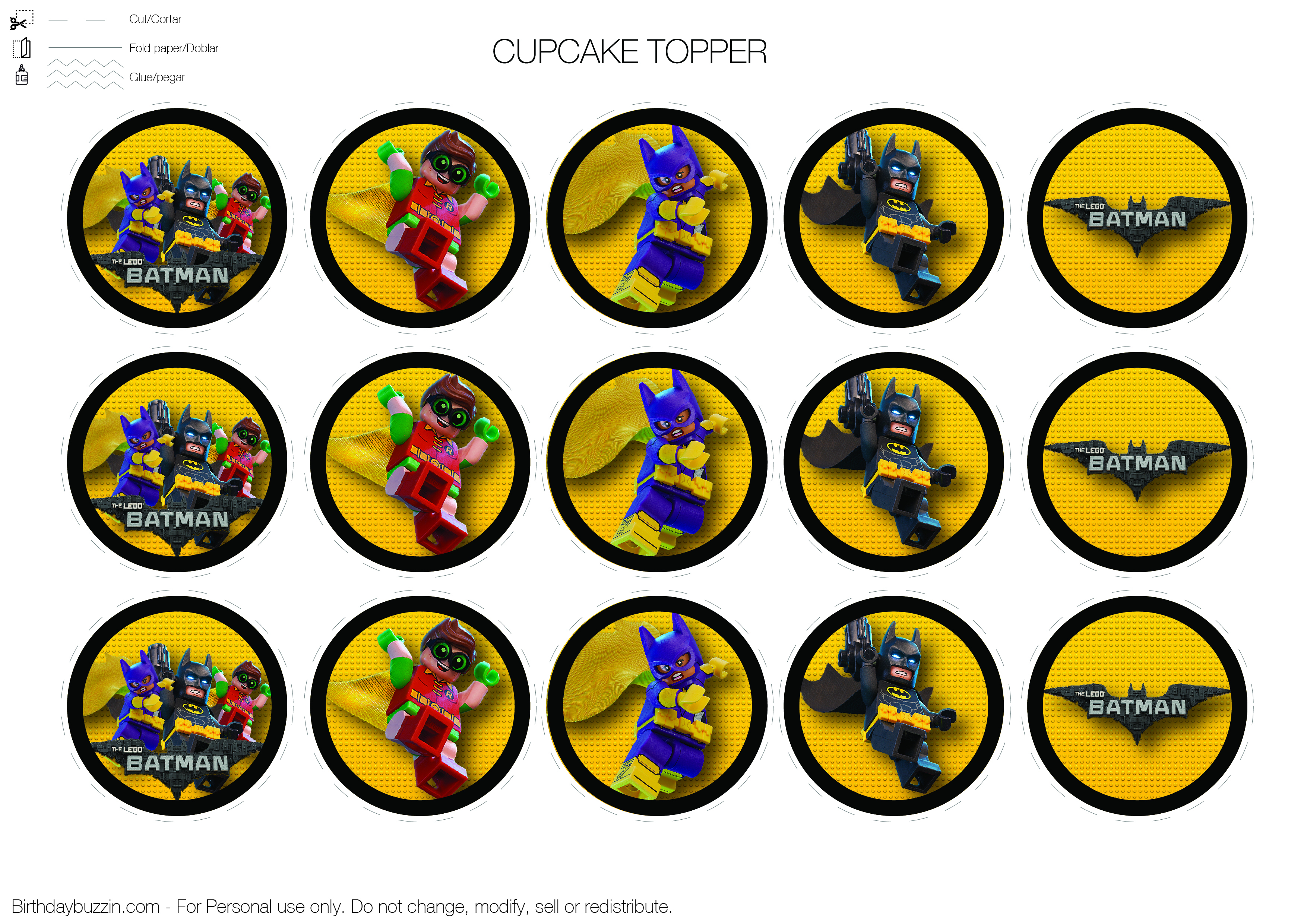 Lego-Batman-Cupcake-Topper | Birthday Buzzin - Free Printable Lego Batman